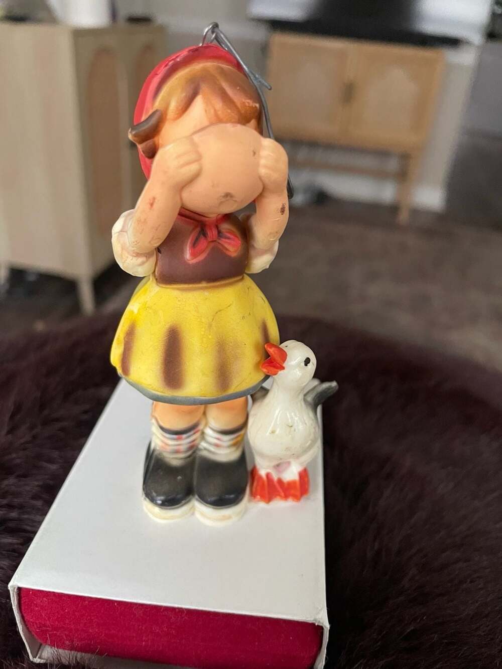 Kurt S. Adler Plastic Hummel Style Girl with Goose Ornament